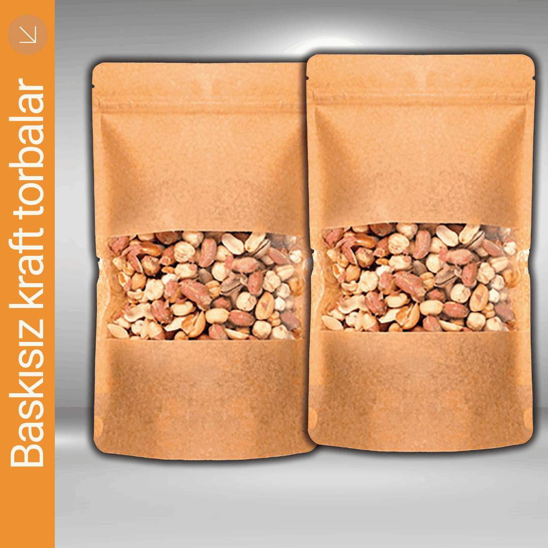 baskısız, kilitli, pencereli kraft doypack torbalar